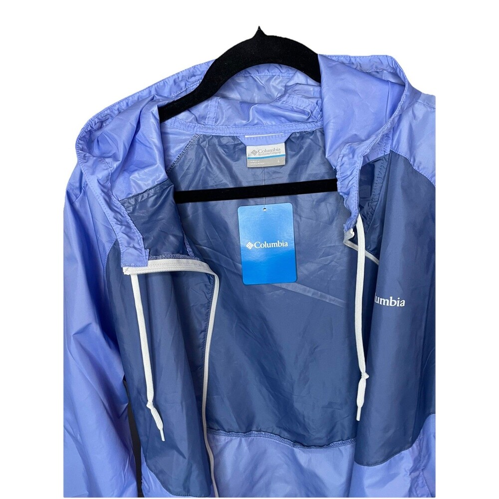 New W Tags Columbia Omni Shield Lightweight Windbreaker Jacket Large Hooded blue - Picture 4 of 12